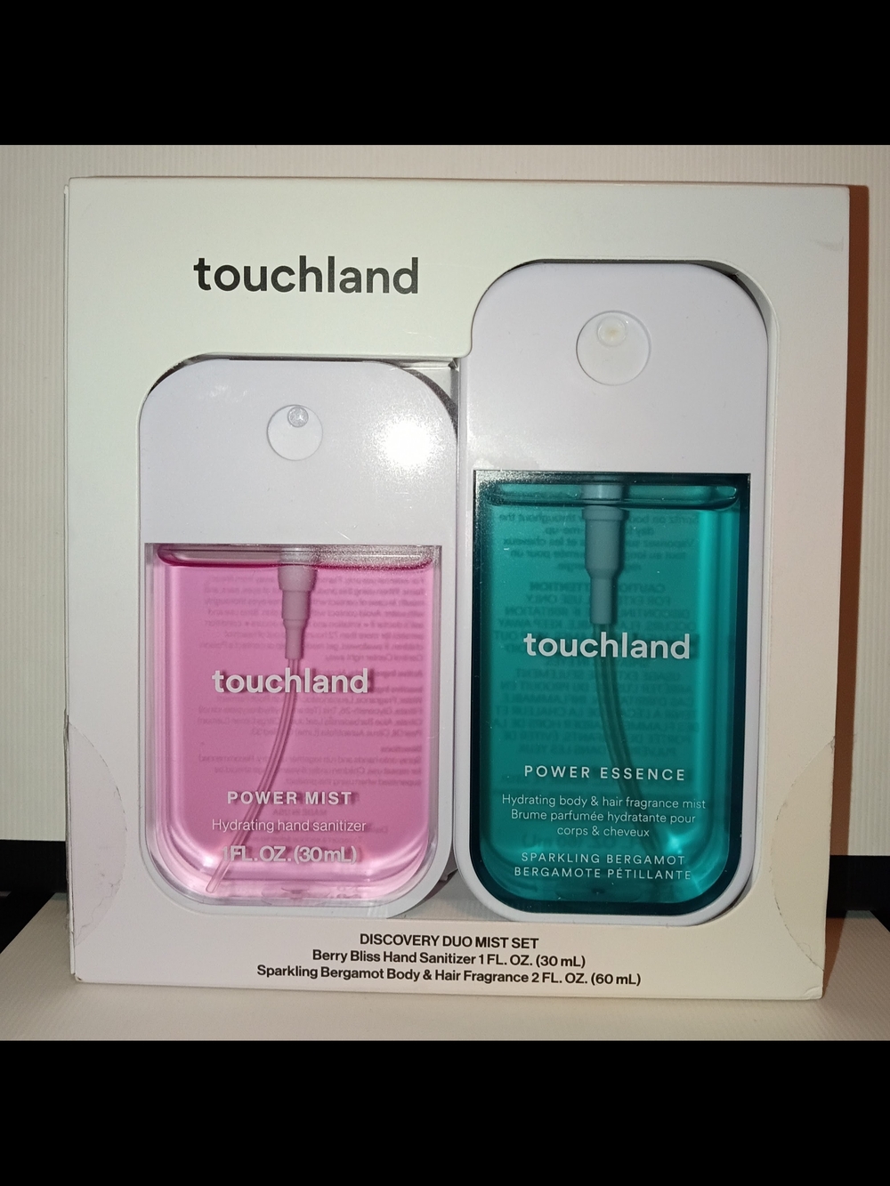 Touchland Discovery Duo Mist Set-Hand Sanitizer & Hair/Body Mist Full Size NIB